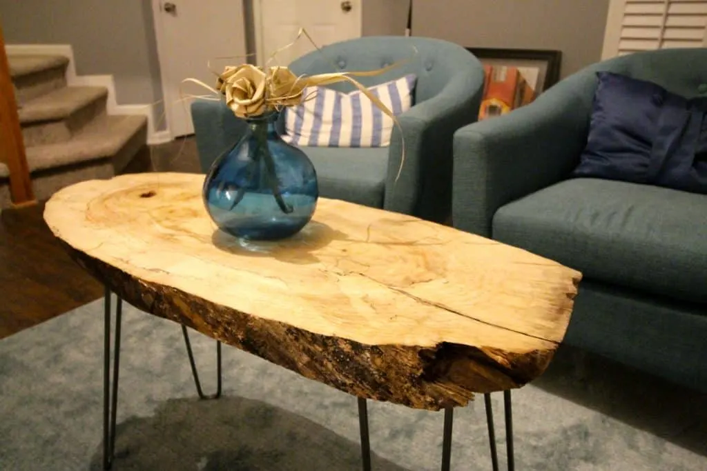 DIY Live edge wood block coffee table