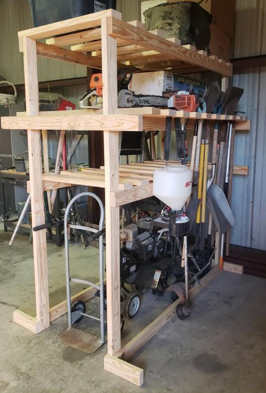 DIY garden tool storage rack