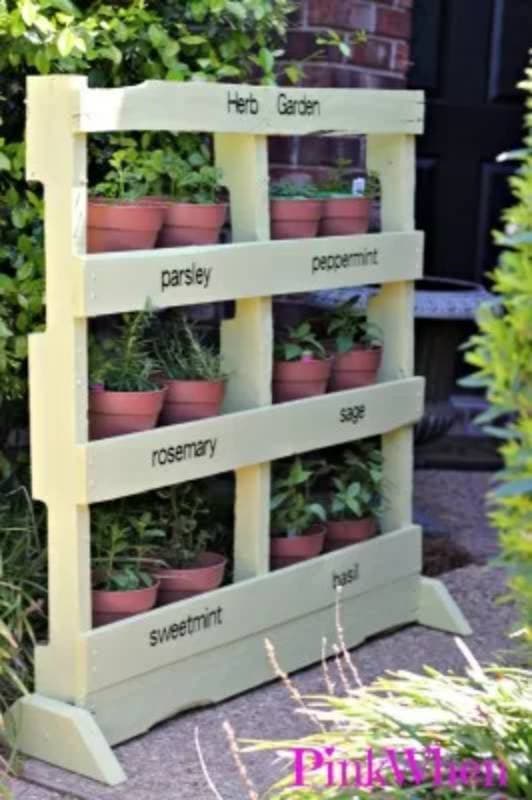 DIY herb garden from a pallet