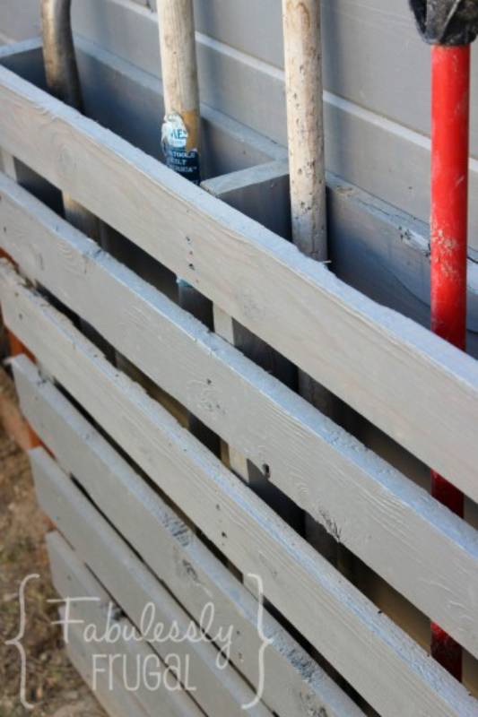 DIY store lawn tools with a pallet