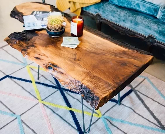 diy live edge coffee table with hairpin legs
