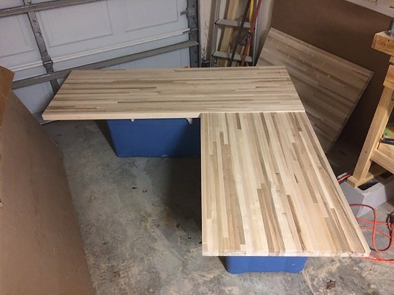diy pipe & butcher block l desk