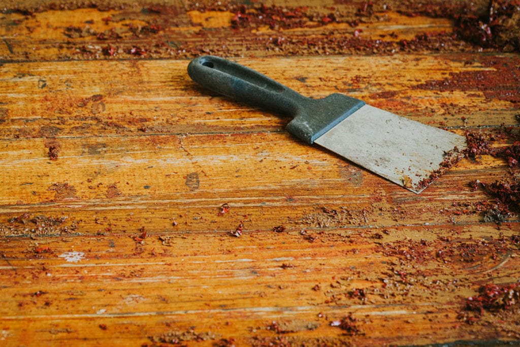 scraped wooden floor