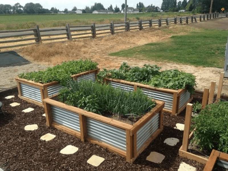 DIY corrugated metal raised bed