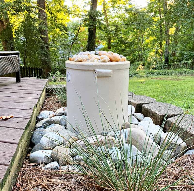 DIY water feature using a crock