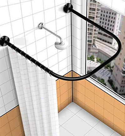Sikaiqi 304 Stainless U Shaped Bathroom Bathtub Corner Shower Curtain Rod Rack