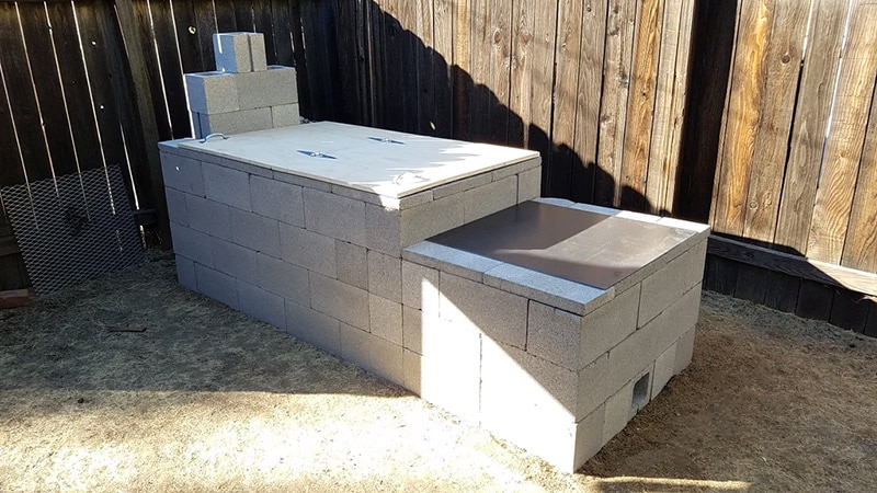 diy cinder block offset smoker