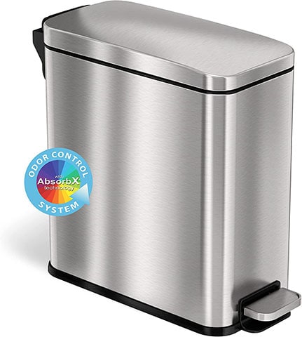 iTouchless SoftStep 3 Gallon Small Slim Bathroom Trash Can