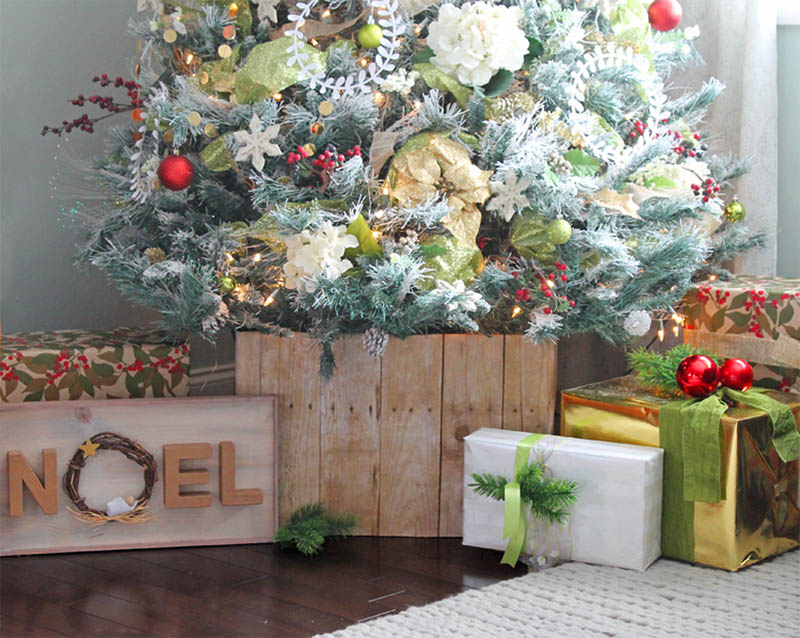 Faux Barn Wood Christmas Tree Collar