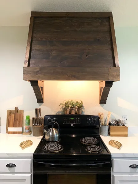 diy rustic vent hood cover