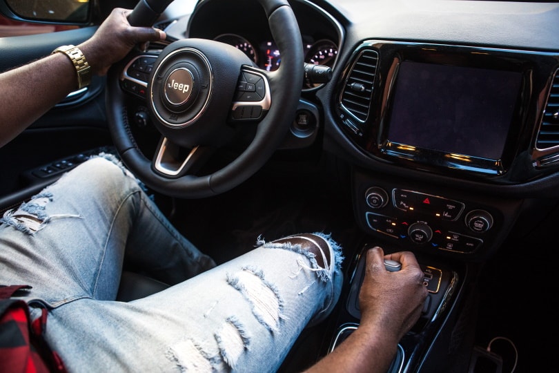 man driving jeep