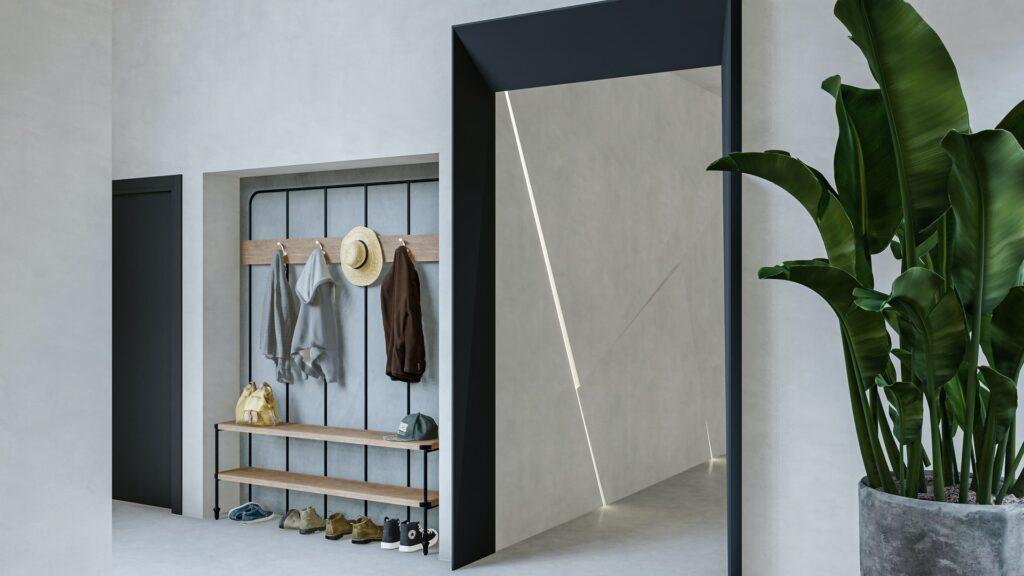 photo of coat hanger with hat and clothes
