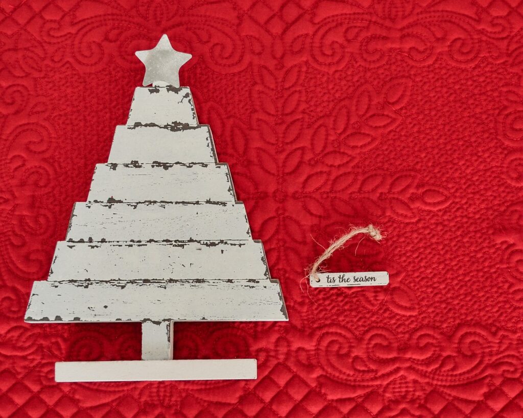 white wood christmas tree