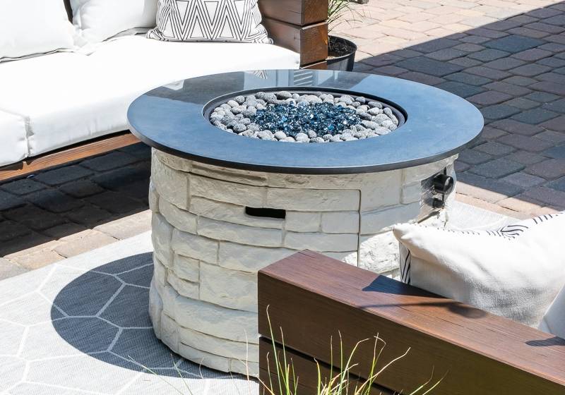 DIY fire pit makeover with wood cover