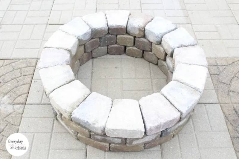 DIY fire pit on a paver patio