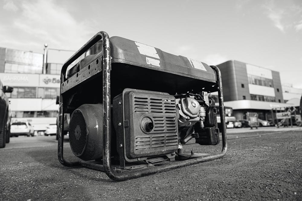 black and white photo of a generator