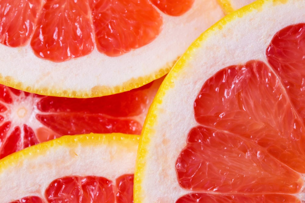 sliced grapefruits close up
