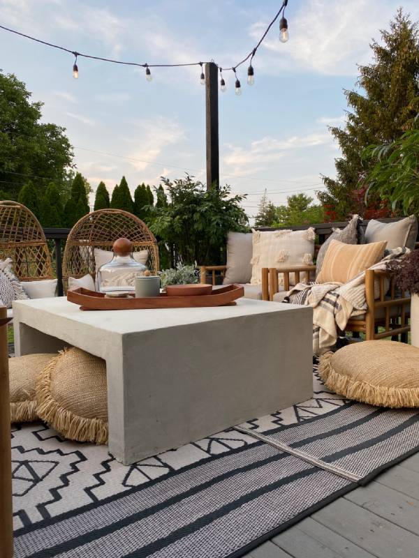 DIY concrete outdoor coffee table