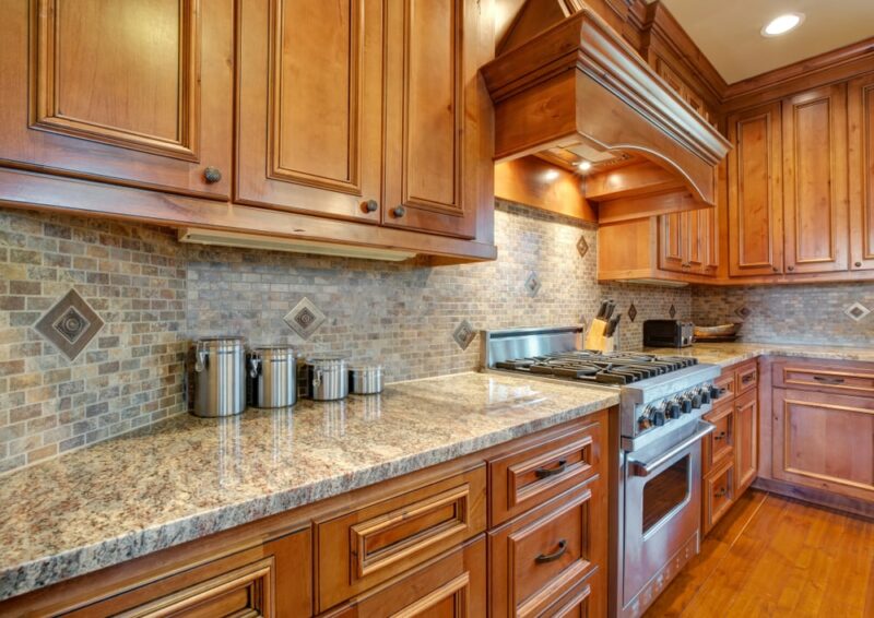 Travertine kitchen backsplash