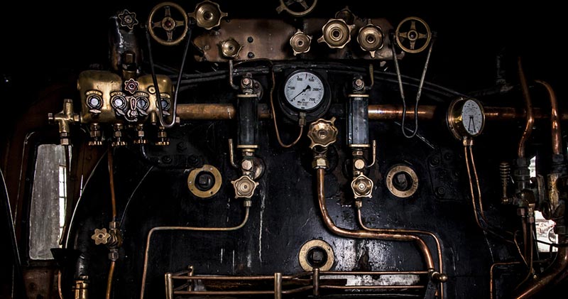 engine room on steam train
