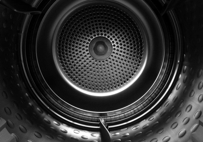 metal interior of a dryer
