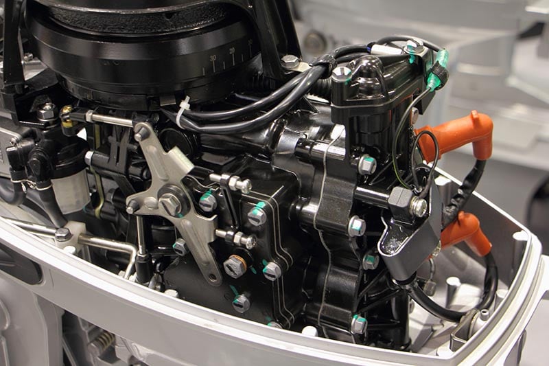 Two-stroke engine of a boat