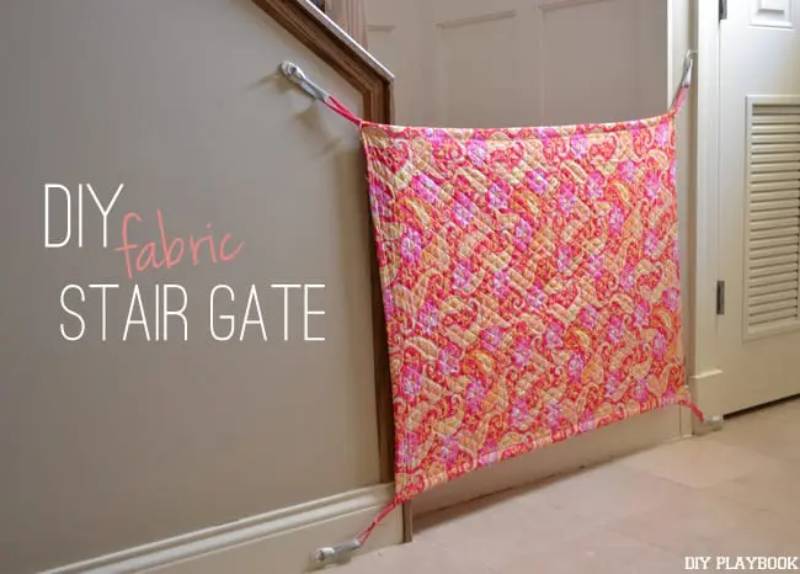 DIY baby gate with fabric