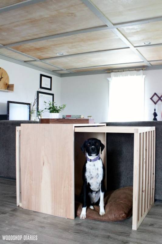 DIY dog crate with sliding door