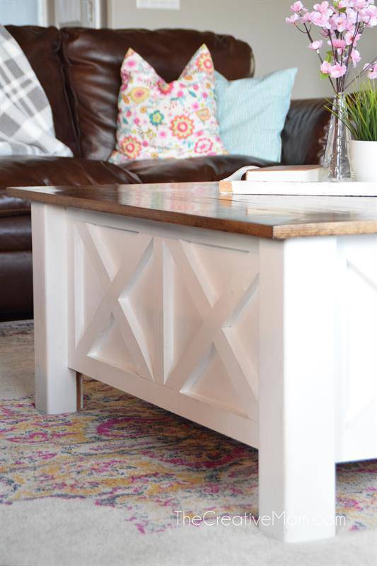 DIY farmhouse coffee table with storage