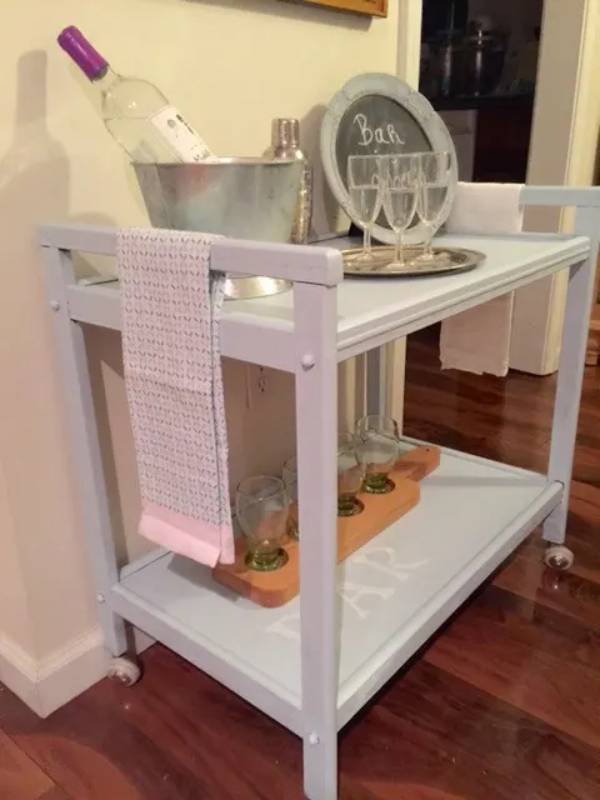 DIY rolling bar cart