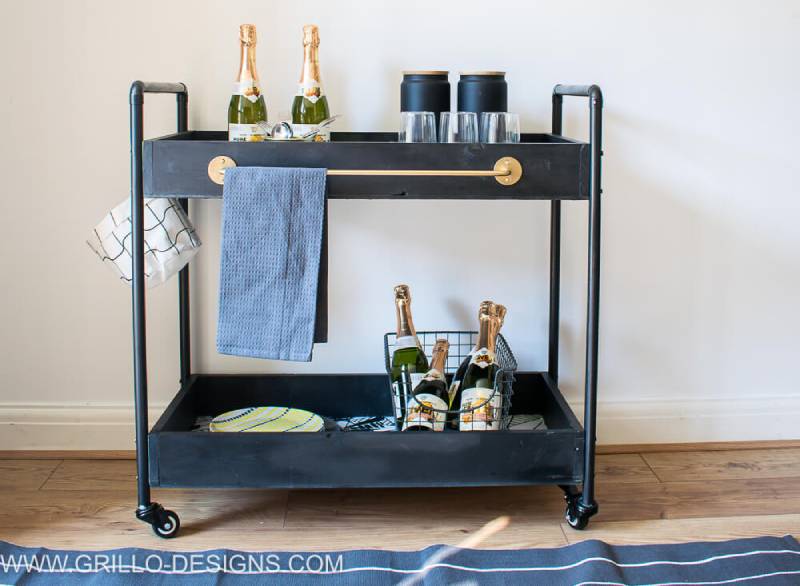 DIY rolling bar cart