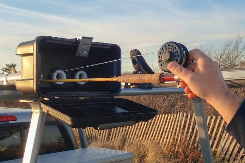 DIY rooftop rod locker game and fish