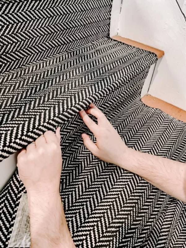 DIY stair runner with rods