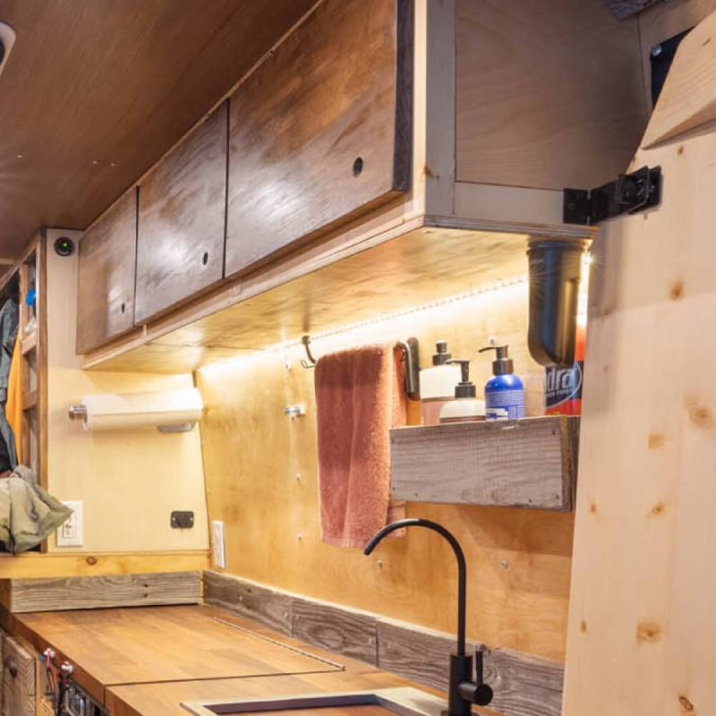 DIY van conversion overhead storage