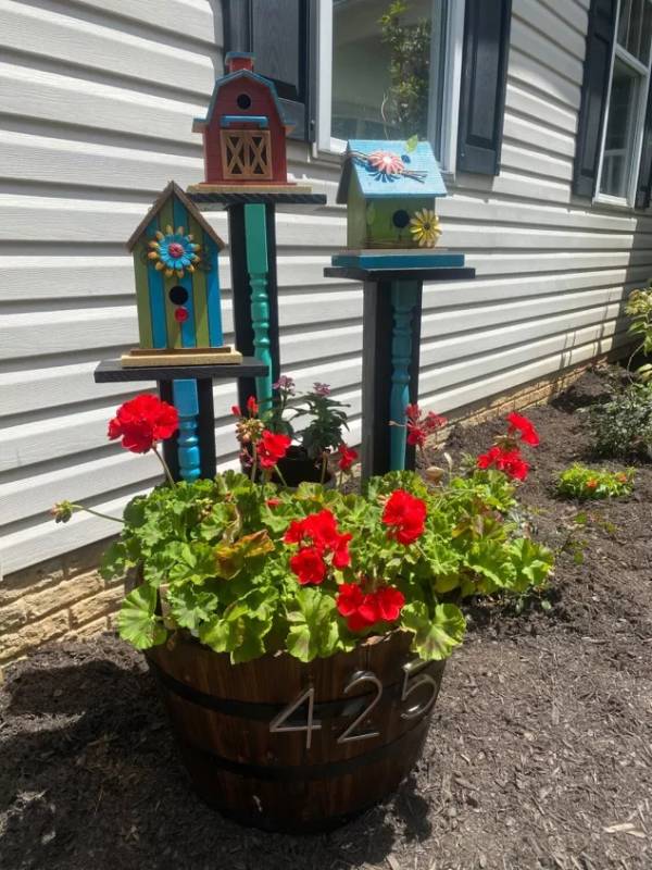 DIY whiskey barrel planter