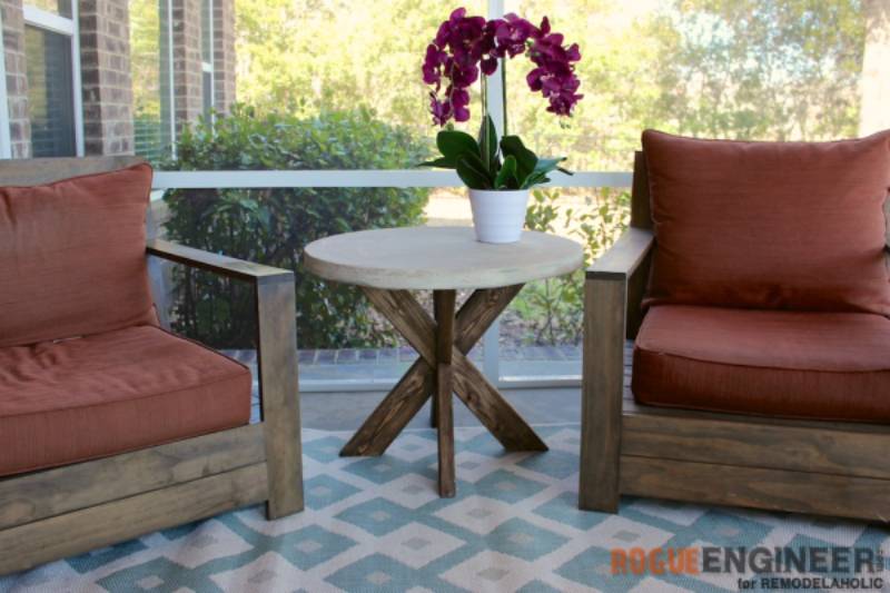 DIY x-brace concrete side table