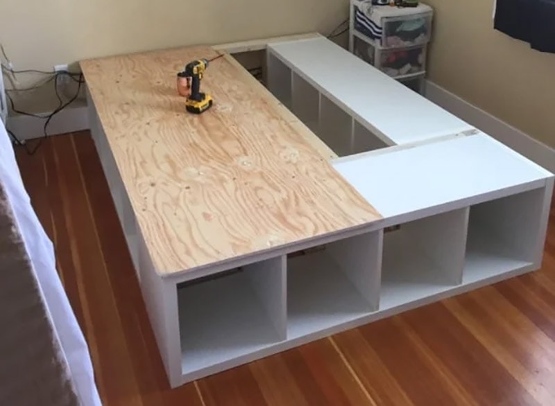 diy ikea kallax queen storage bed