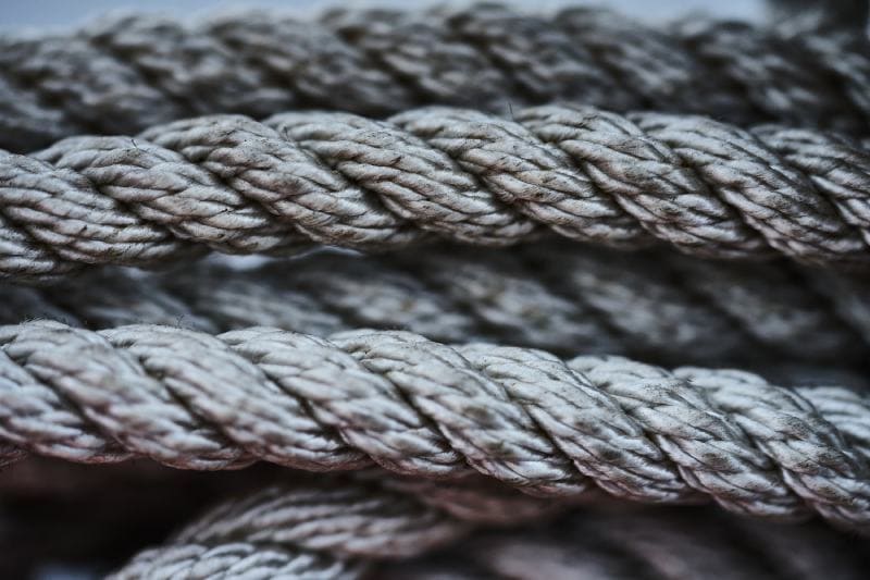 Close-up of an old frayed boat rope