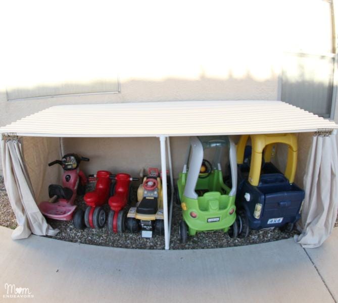 Covered Kiddie Car Parking Garage – Outdoor Toy Organization