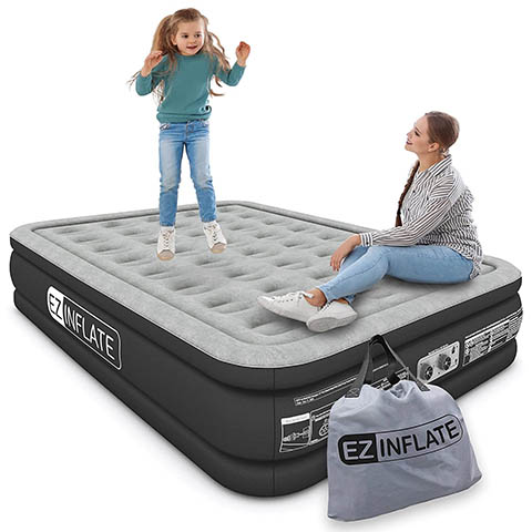 EZ INFLATE Double High Luxury Air Mattress with Built-in Pump