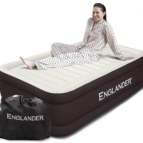 Englander Air Mattress with Built-in Pump for Home, Travel & Camping