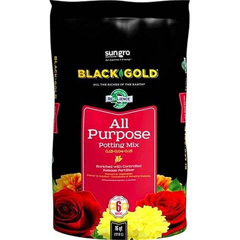 SUNGRO HORTICULTURE Black Gold 1310102 16-Quart All Purpose Potting Soil