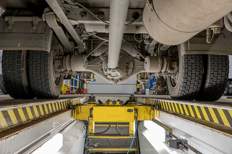 View of underside of Truck for maintenance pit