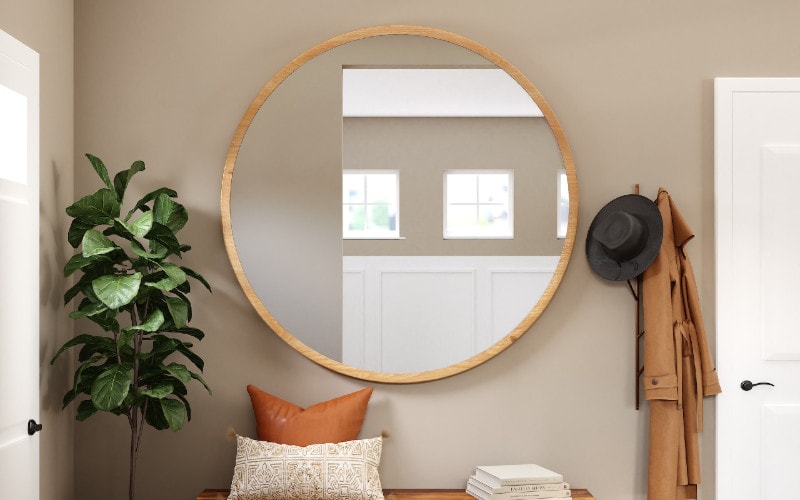 big round mirror on the wall