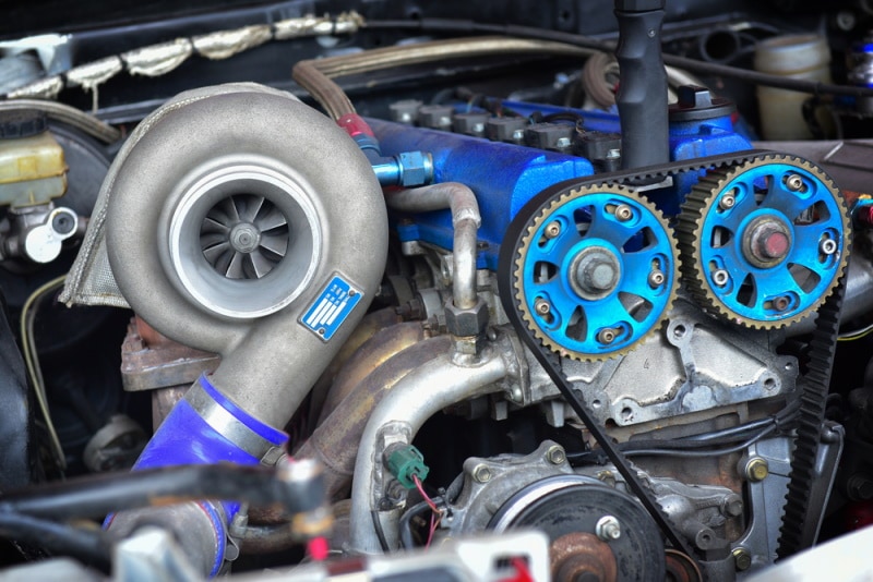 turbo charger installed in car engine