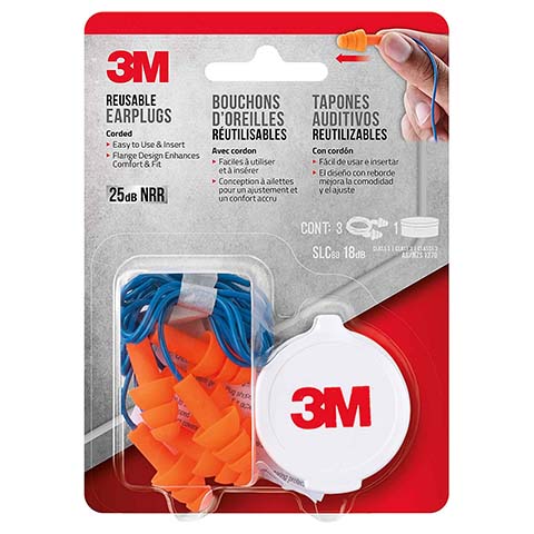 3M Corded Reusable Earplugs