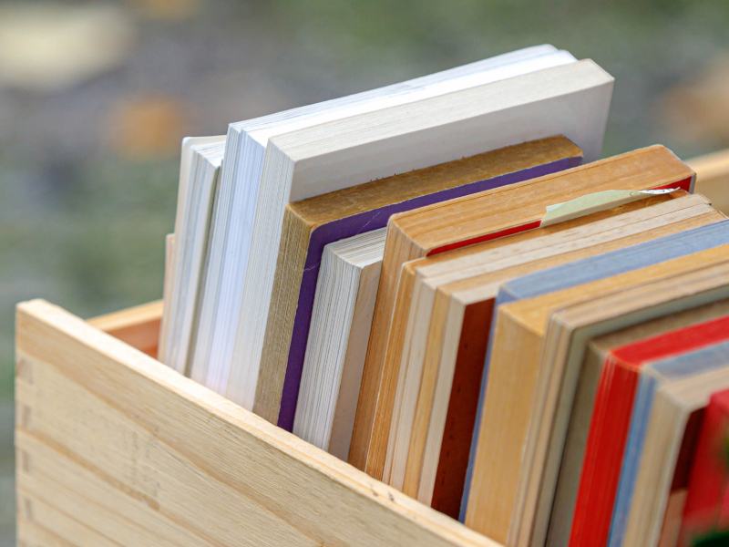 Books inside the Stacked Crates