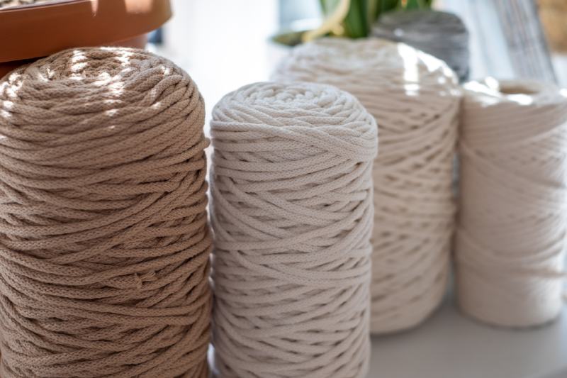 Close-up of natural cotton twine