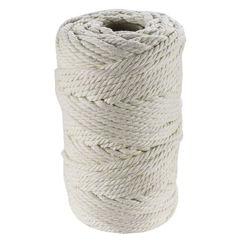 Klhamky 6mm×164 yd Macrame Cotton Cord, Not Dyed, Soft 4 Strand Twisted