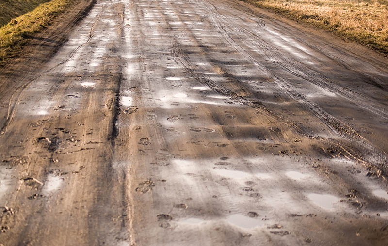 Puddles on the road